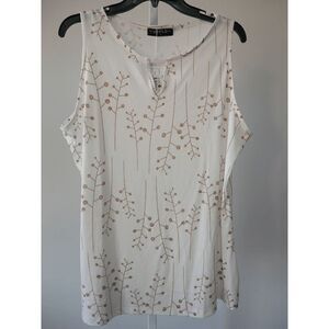 White & Brown Leaf Tank Top #1800-C8